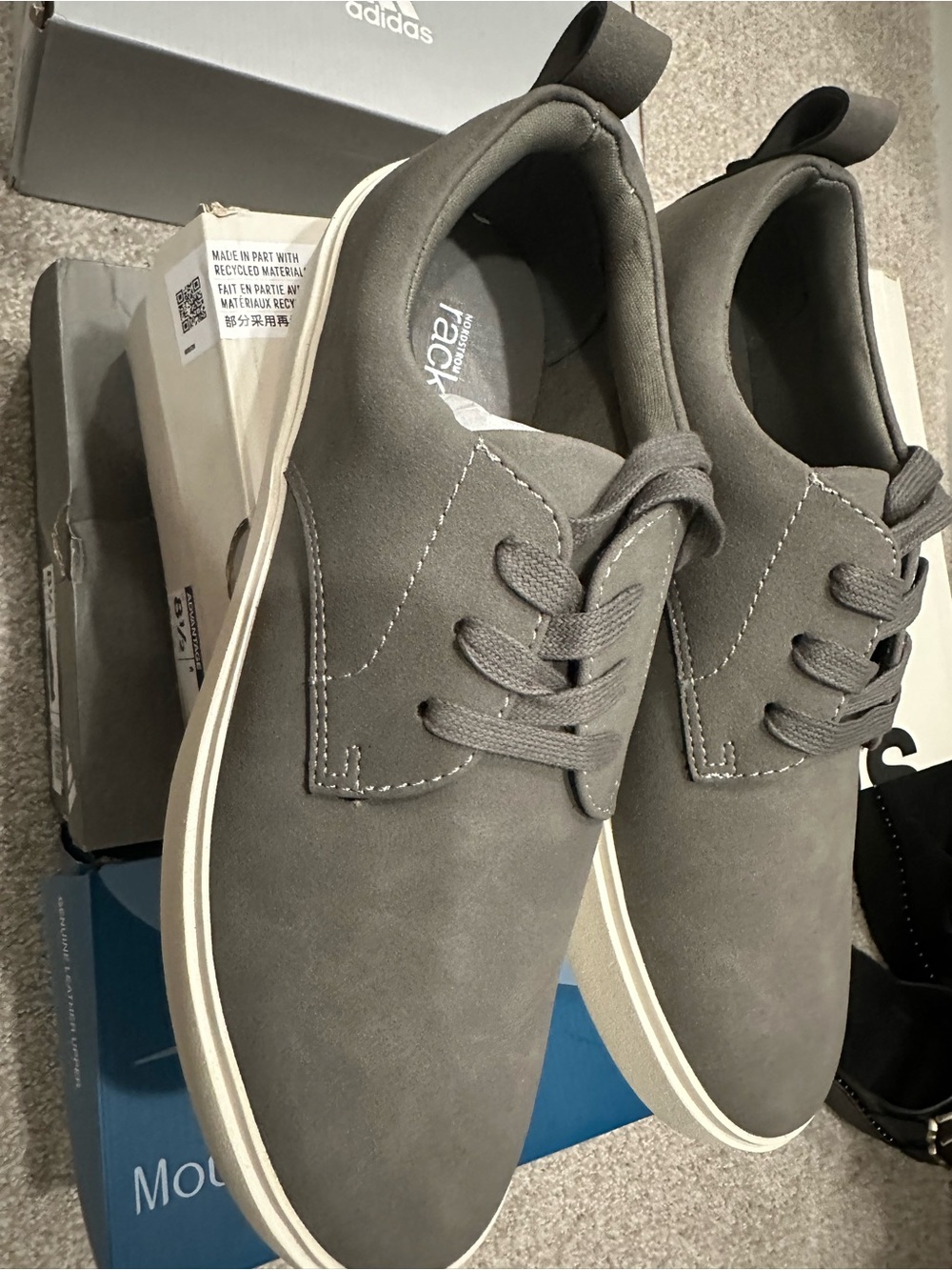 NIB Nordstrom Rack Shoes Mens 8 M Keli Sneakers Grey Carbon  Lace Up Ortholite